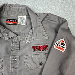 Bulwark FR Flame Resistant Work Shirt Mens Large Gray CAT 2 Tempest Embroidery